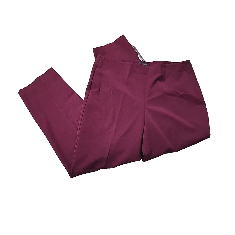 Talbots Heritage Straight Pants Flat Front High Rise Side Zip Merlot Purple 16